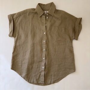 Banana Republic Women’s Beige Linen Short Sleeve Shirt | Size S